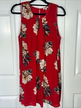 Umgee Red Floral Sleeveless Midi Dress